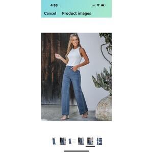 Grapent Pull On Wide Leg Jeans With Front Seam